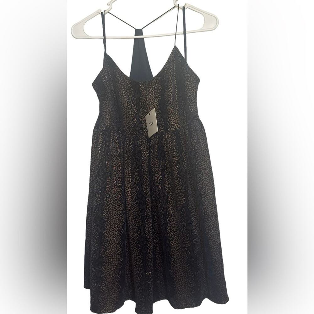 ASOS Navy and Gold Formal Swing Dress Size 2 Fully Lined NWT Cocktail Dress